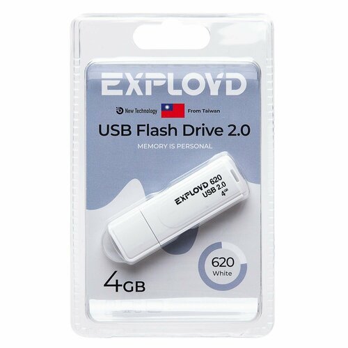 USB-флэшка Exployd 620, 4 Гб, белая, 1 шт