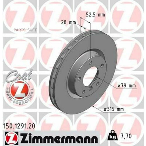 ZIMMERMANN 150129120 диск торм BMW E36 M3 3.0 92-95 ПЕР вент R 315X28