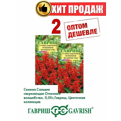 семена сальвия огненное волшебство 0 1 г Сальвия сверкающая Огненное волшебство, 0,05г, Гавриш(2уп)