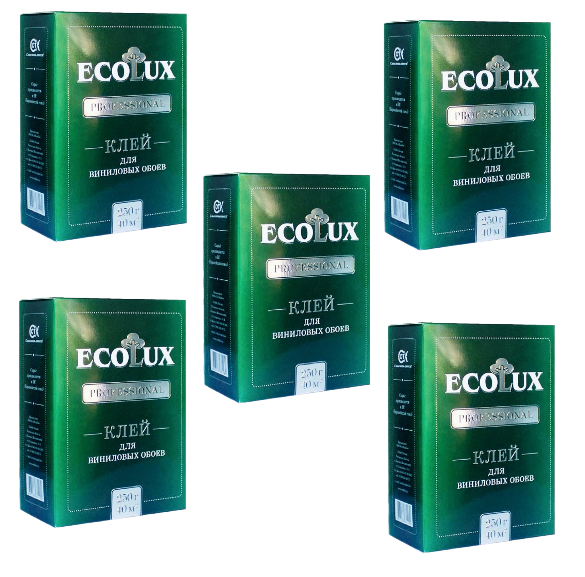 Клей для виниловых обоев Ecolux Professional, 5 шт по 250 гр