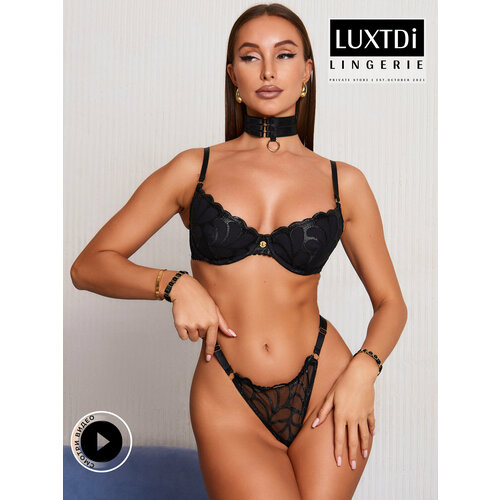 фото Комплект нижнего белья luxtdilingerie, размер 75d/onesize, черный