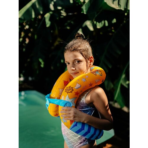 Жилет-восьмерка для плавания Три кота, размер L, желтый/синий