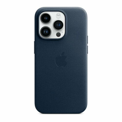 Чехол накладка противоударная Leather Case with MagSafe на iPhone 15 Pro Max синий