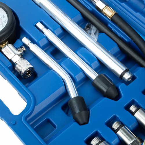 SpecX A71057 Компрессометр бензиновый, набор с гибкой, 2-мя жесткими насадками, 2-мя удлинителями и переходниками