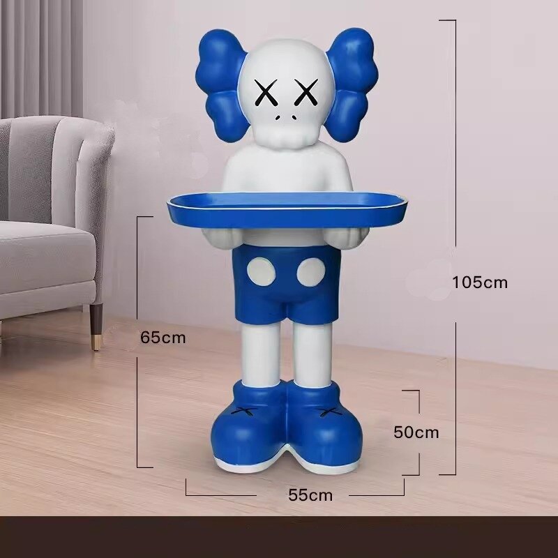 Кофейный столик в виде декоративной статуэтки KAWS (бело-синий большой 55*50*105 см)
