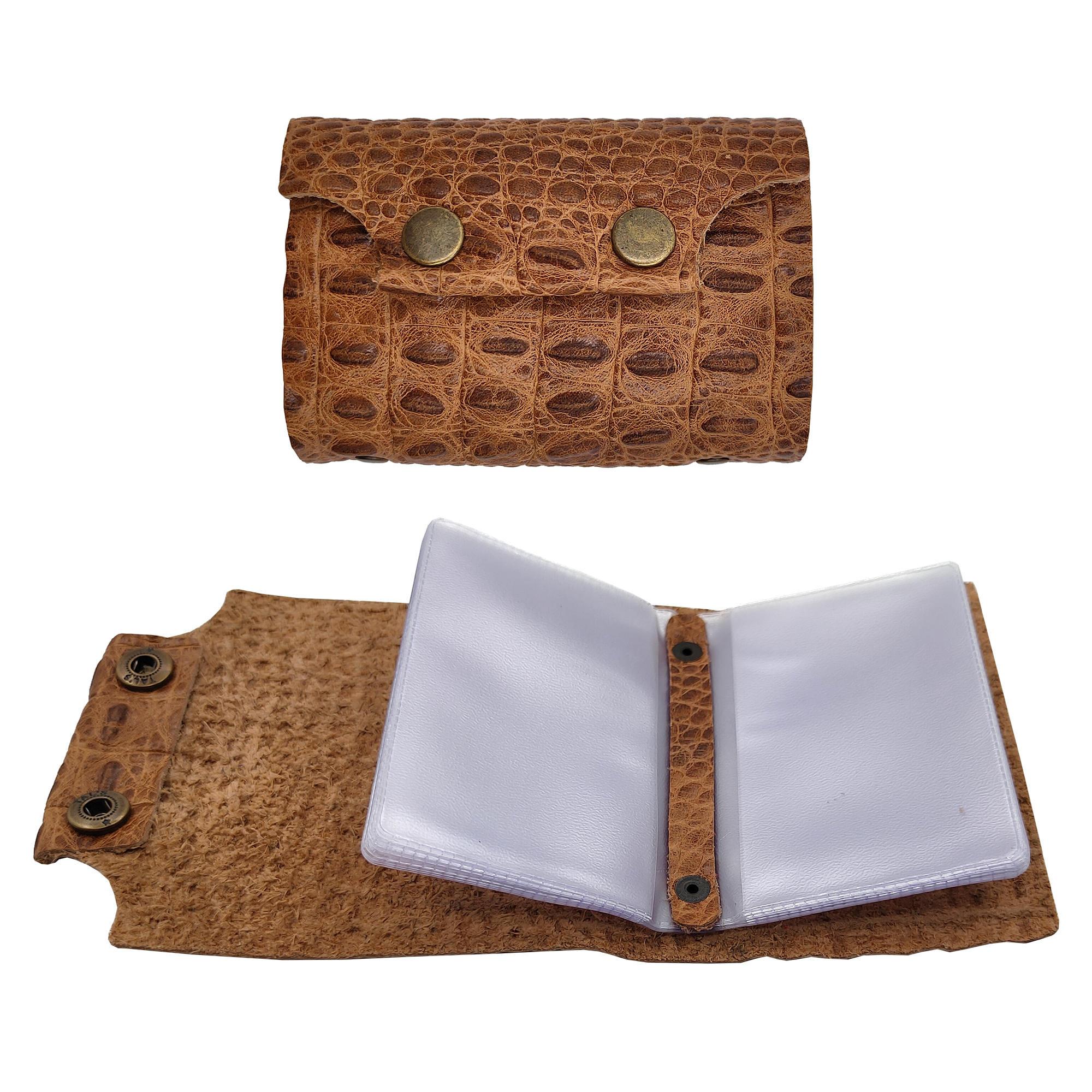 Визитница Shiva leather, фактура под рептилию, светло-коричневый