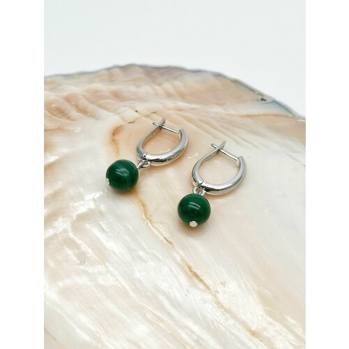 Серьги , зеленый, серебряный