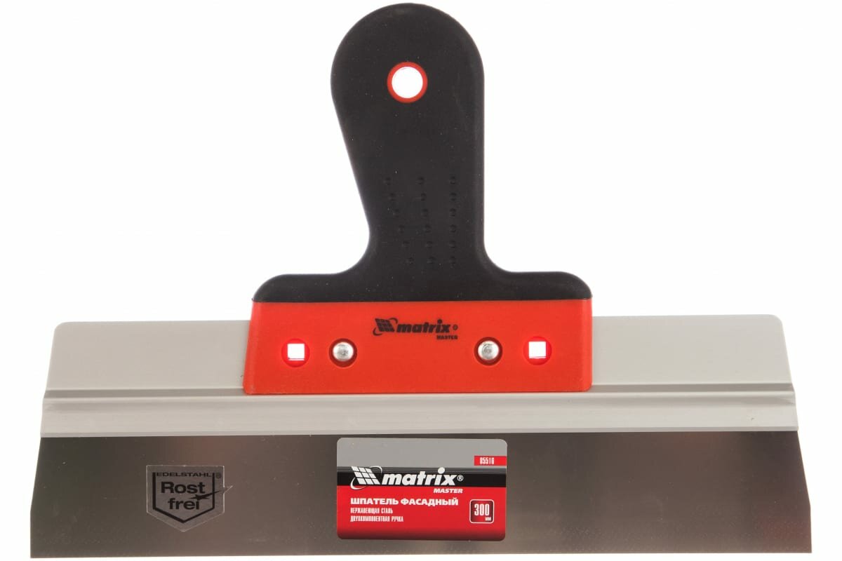 Фасадный шпатель из нержавеющей стали 300 мм двухкомпонентная ручка MATRIX 85516