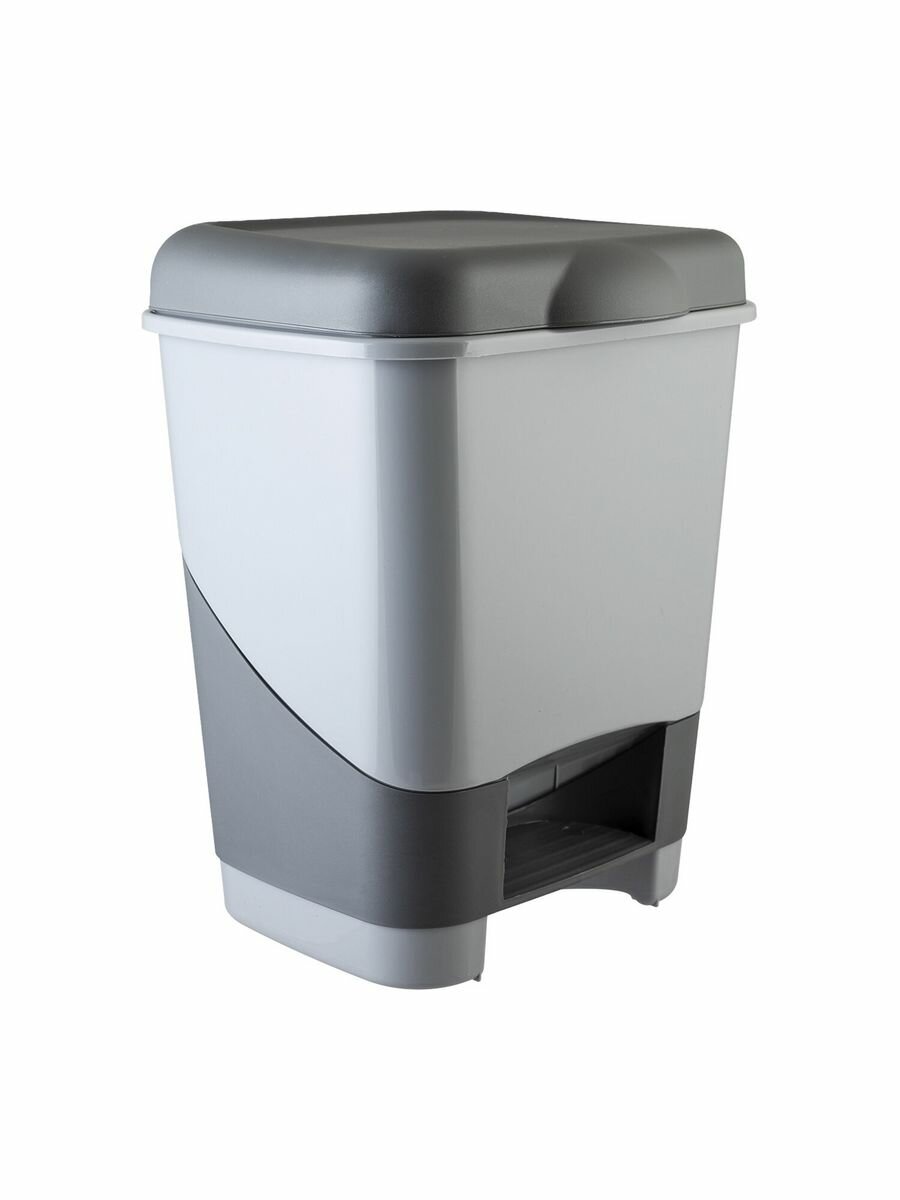 фото Ведро-контейнер 20 л с педалью, для мусора, 43х33х33 см, цвет серый/графит, 428-СЕРЫЙ, 434280165 В комплекте: 1шт.
