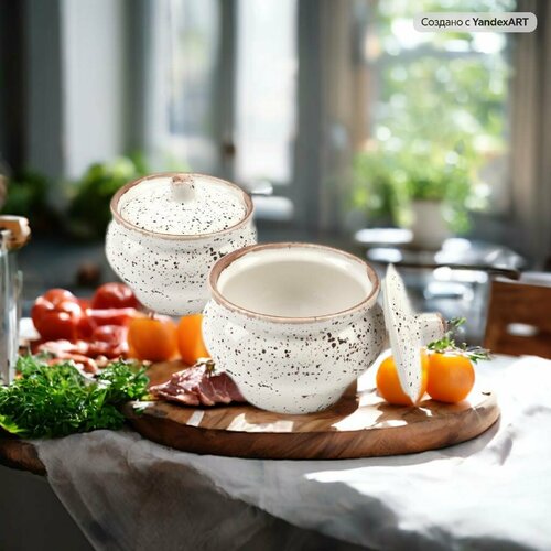 Горшочек для запекания с крышкой Papi Milkshake 500мл 2шт.