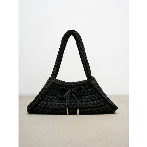 Сумка багет USACH, фактура вязаная, черный