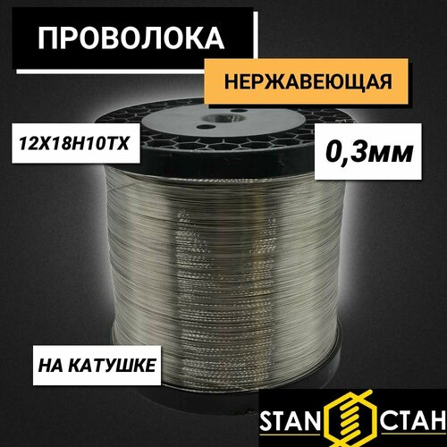 Проволока высоколегированная нержавеющая 03 мм 12Х18Н10ТХ на катушке 200м 489₽