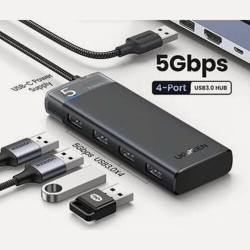 Изображение товара Хаб(разветвитель) Ugreen CM653 4-Port USB-A Hub, черный(15548)