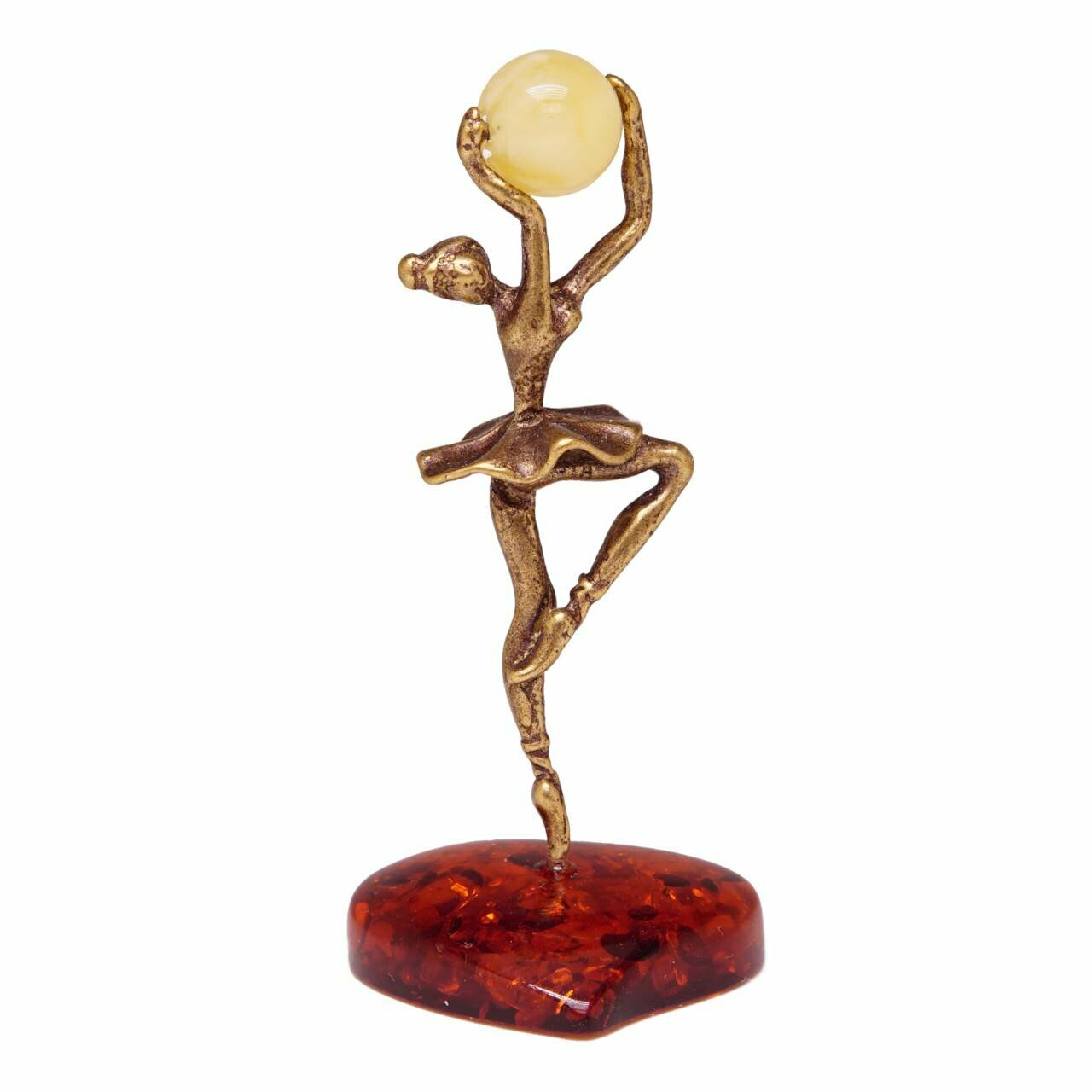 фото Фигурка "Балерина на сердце" гимнастка с мячом янтарь бронза 515