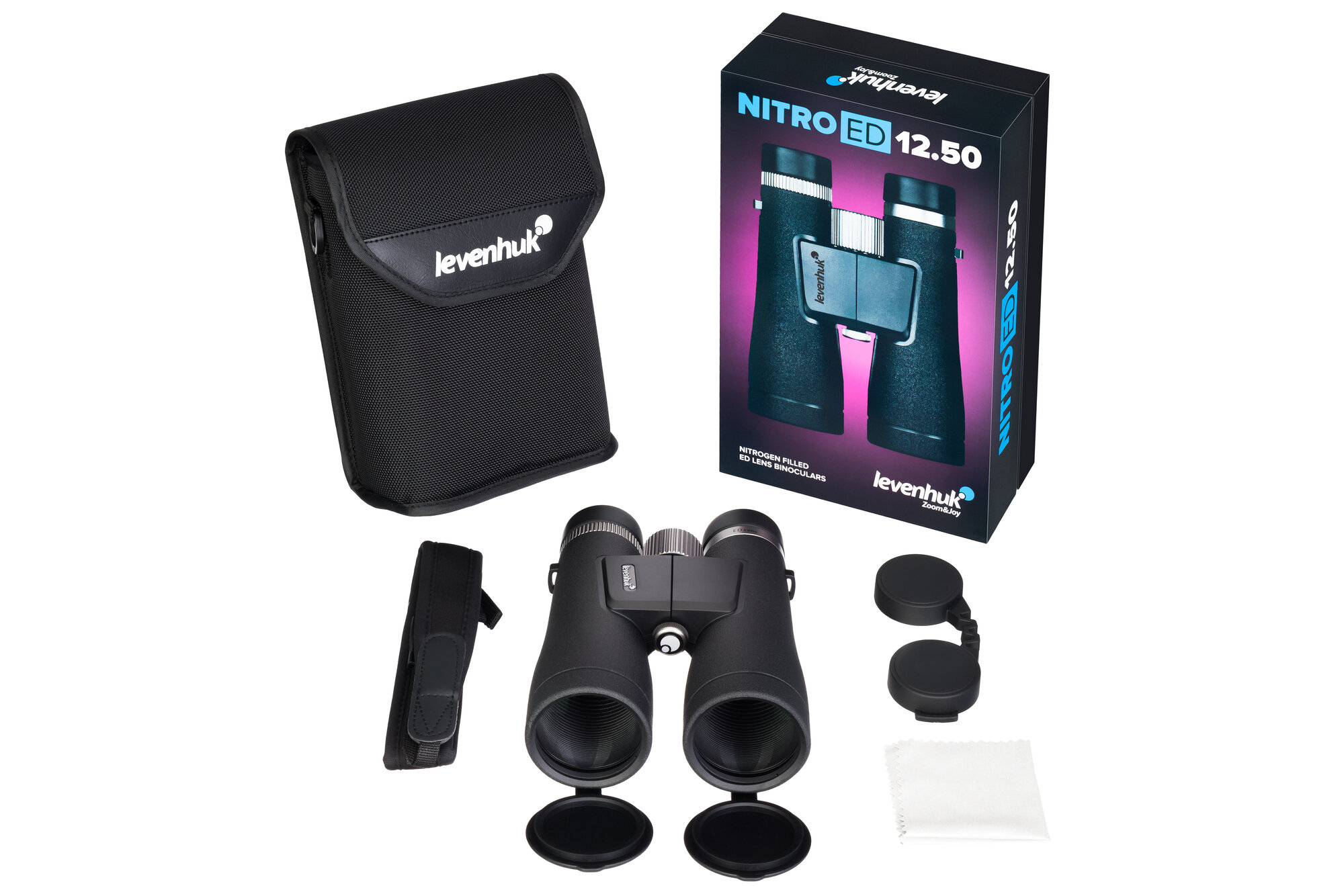 Бинокль Levenhuk Nitro ED 12x50, материал оптики - ED, Roof призмы, корпус ABS-пластик — фото 1