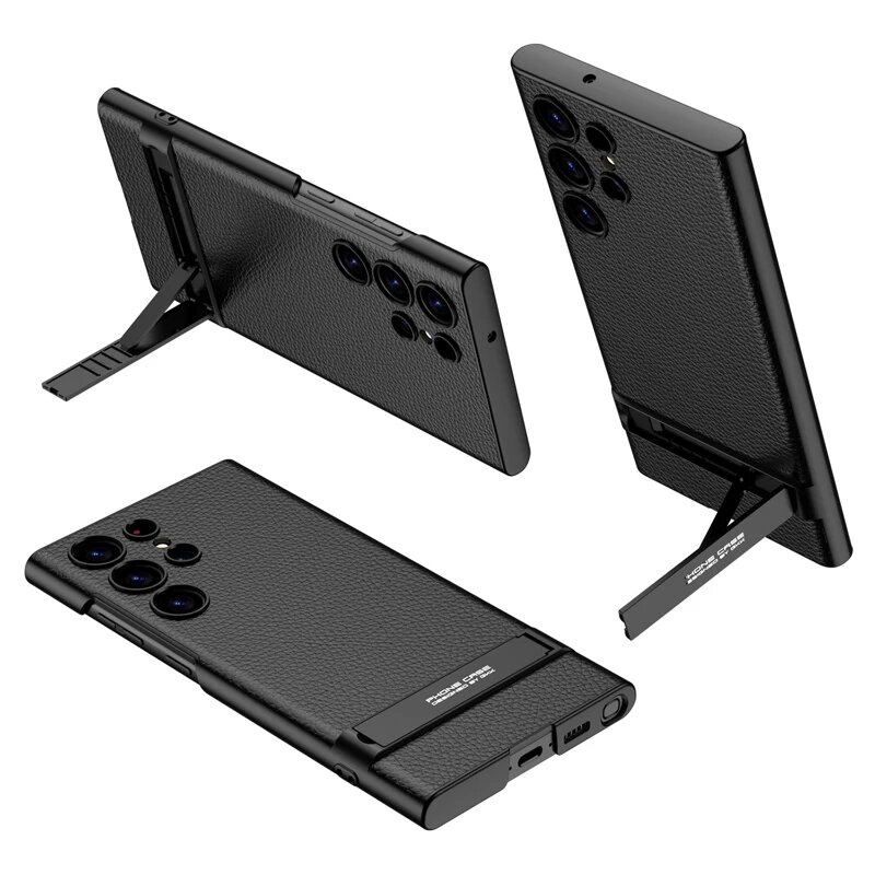 Для Samsung Galaxy S24 Ultra 5G Case GKK Triumph Ulta-тонкий чехол из прочной кожи с подставкой для Galaxy S24 Ultra, black, for Galaxy S24 Ultra