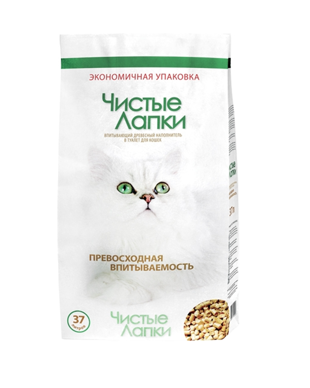 Наполнитель для кошачьих лотков, для туалета древесный 37л х 13,5кг