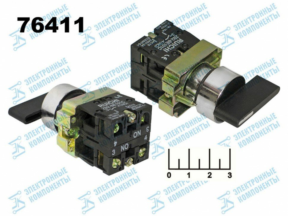 Выключатель 600/10 600V 10A ZB2-BE101C 3-х позиционный без фиксации (3SA8-BJ53) XB2-BJ53