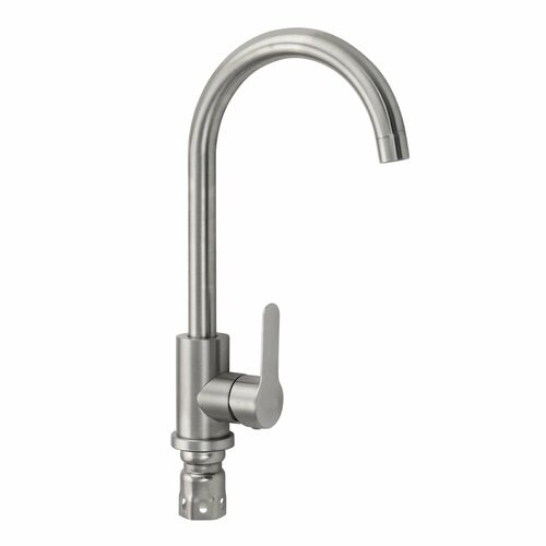 Смеситель для кухни с высоким поворотным С-образным гусаком, сатиновый