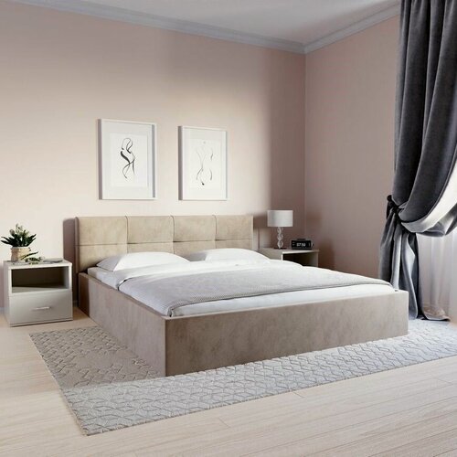 Изображение товара Кровать с подъемным механизмом NS Optima Lait бежевый велюр, 120х190, без ножек