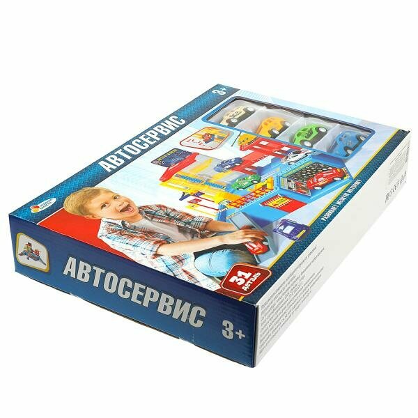 АВТОСЕРВИС "ИГРАЕМ ВМЕСТЕ" С 4-МЯ МАШИНКАМИ В РУСС. КОР. 39*27*7СМ в кор.18шт - фото №3