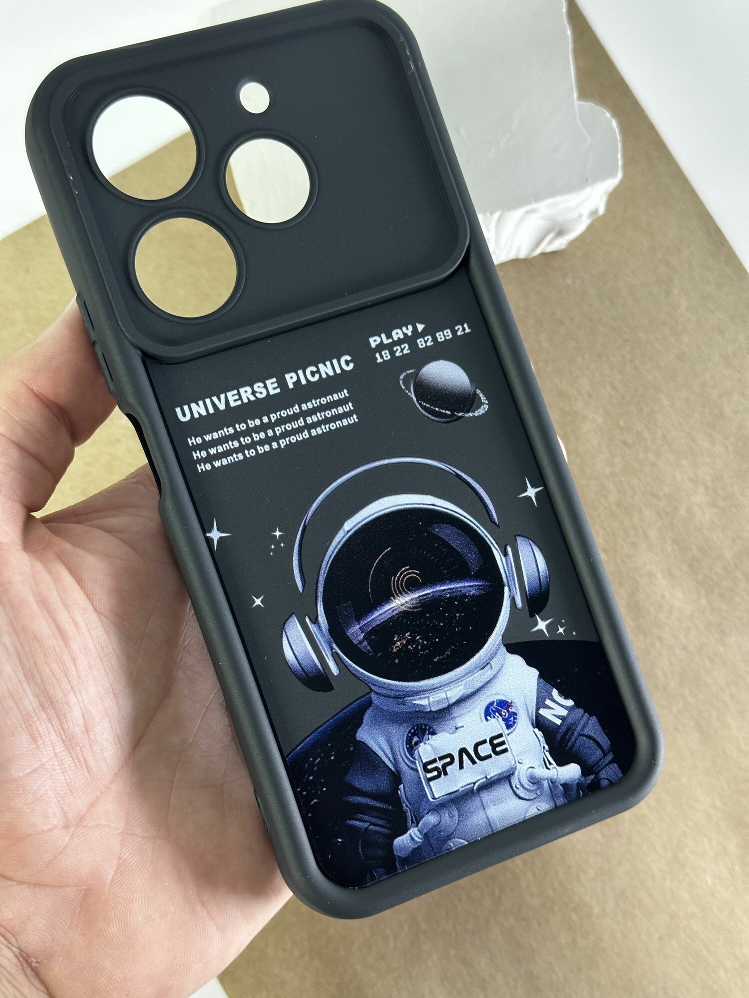 Чехол противоударный на Tecno Pova 6 Neo / Чехол на Техно Пова 6 Нео с защитой камеры, Space, черный — фото 1