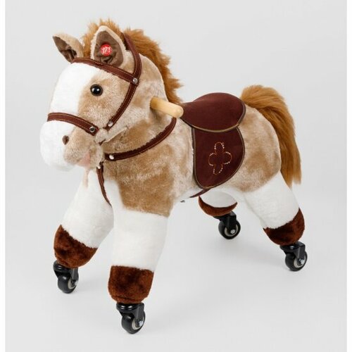 Каталка Amarobaby Лошадка Funny Horse, на колесах, бежевый, 60х29х57 см