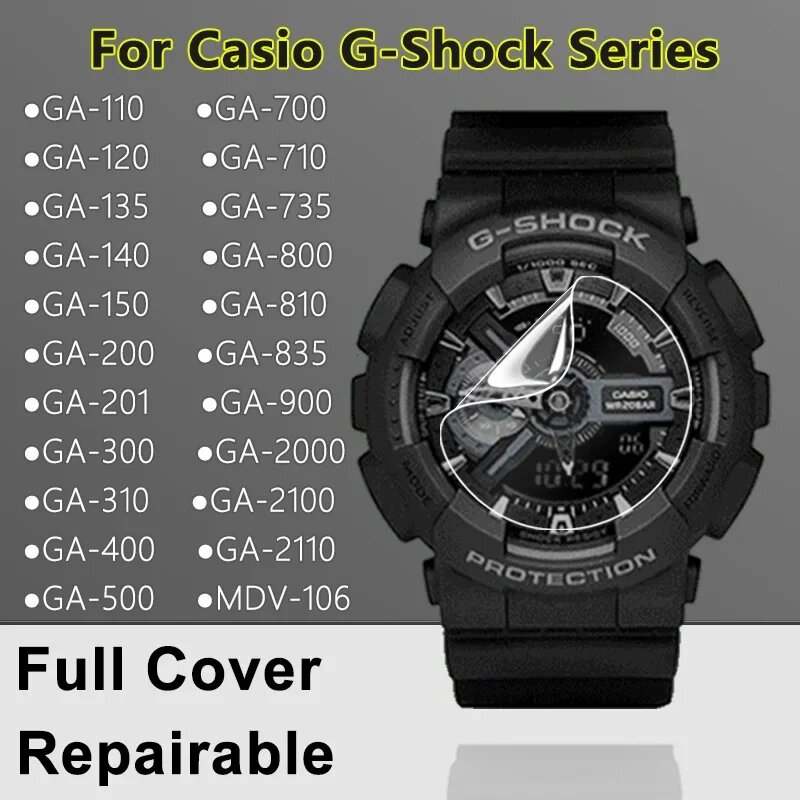 Защитная пленка для экрана Casio MDV-106 GA-110 GA-700 GA-800 GA-900 GA-2100 GA-2110 GA 120 735 810 200 300 Мягкая пленка из ТПУ - не стекло, GA-110, Soft Hydrogel Film, 1 Piece