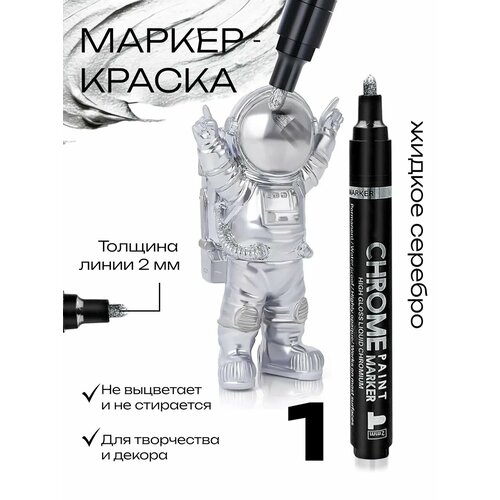 Маркер зеркальный серебро нестираемый глянцевый