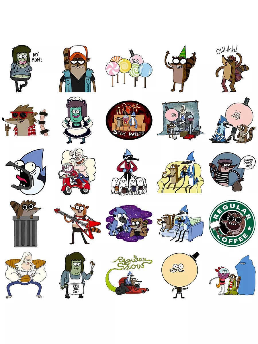 Набор самоклеящихся виниловых наклеек Regular Show 53 шт — фото 1