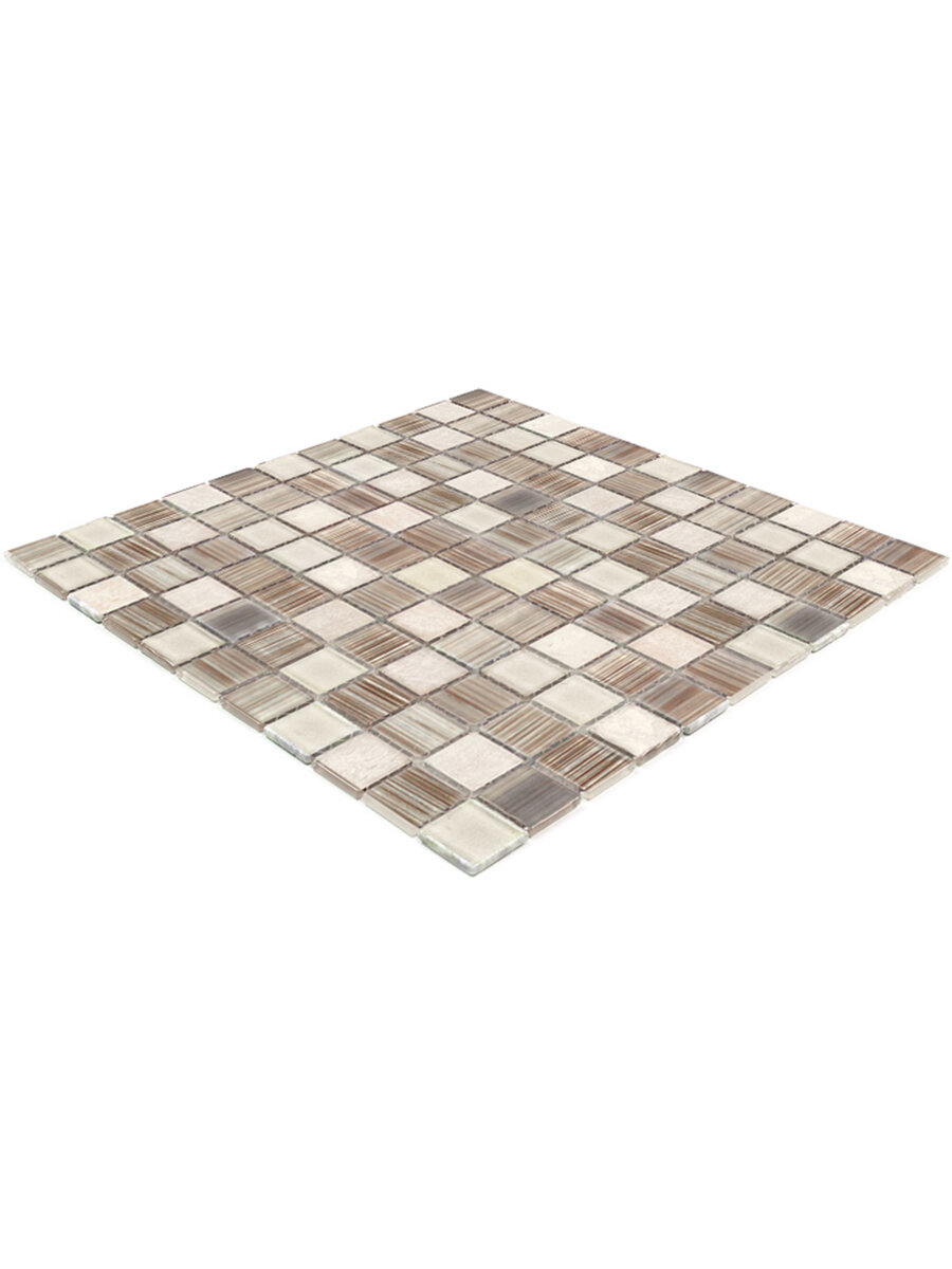 Изображение Плитка мозаика из стекла и мрамора на сетке Natural Madras, размер листа 300х300 мм, чип 25,8х25,8 мм, толщина 4 мм