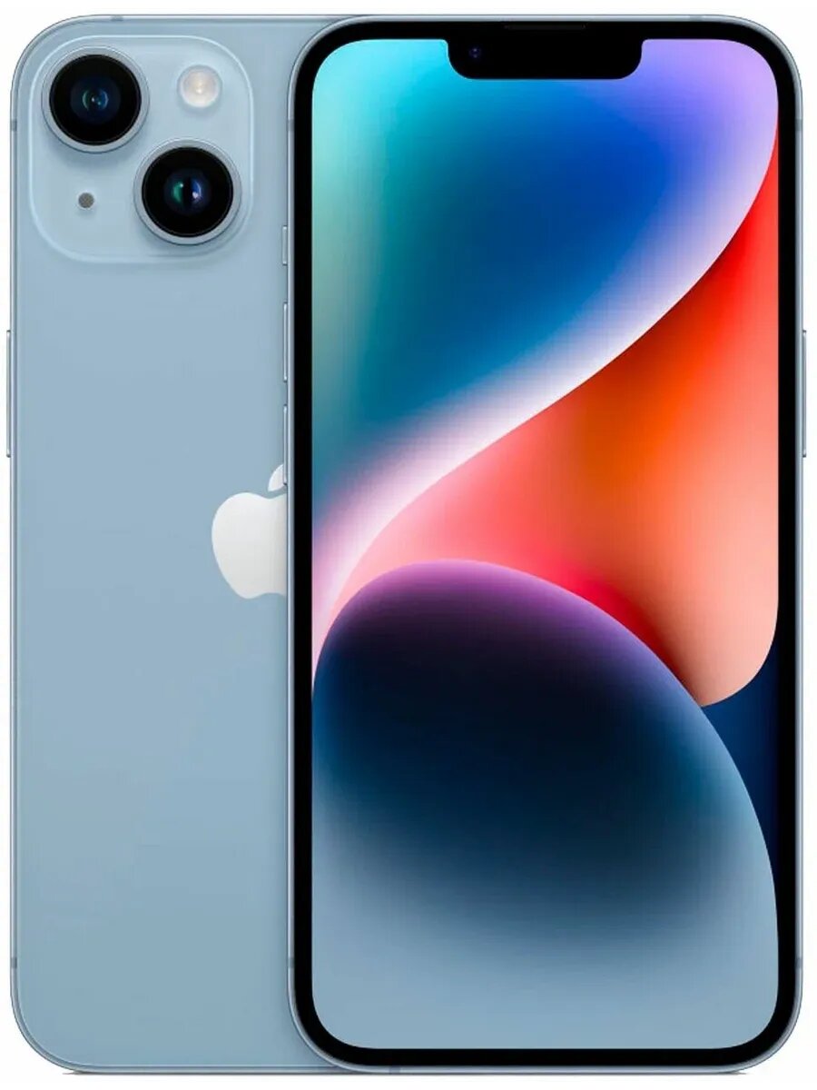 Смартфон Apple iPhone 14, 256ГБ, Dual SIM, экран 6.1", NFC, Bluetooth, Wi-Fi, камера 12МП, синий