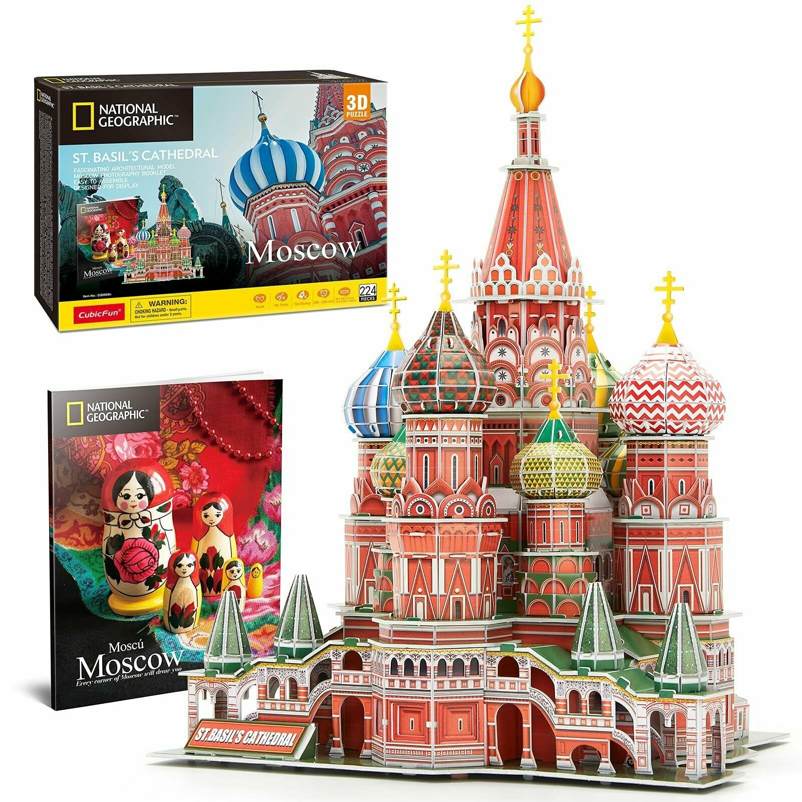 3D пазл National CubicFun Geographic Москва Храм Василия Блаженного, 224 детали, DS0999h