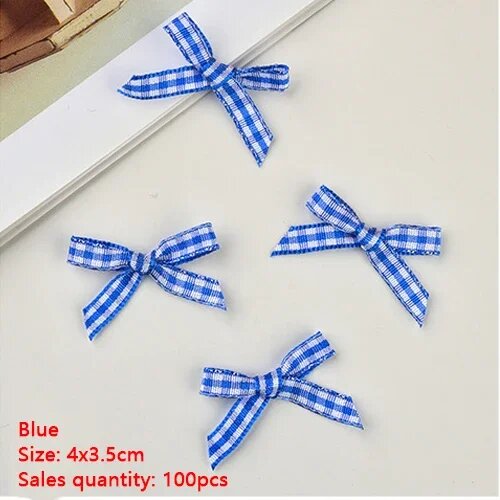 100 атласных мини-бантов 3.5x4 см 100pcs Синий