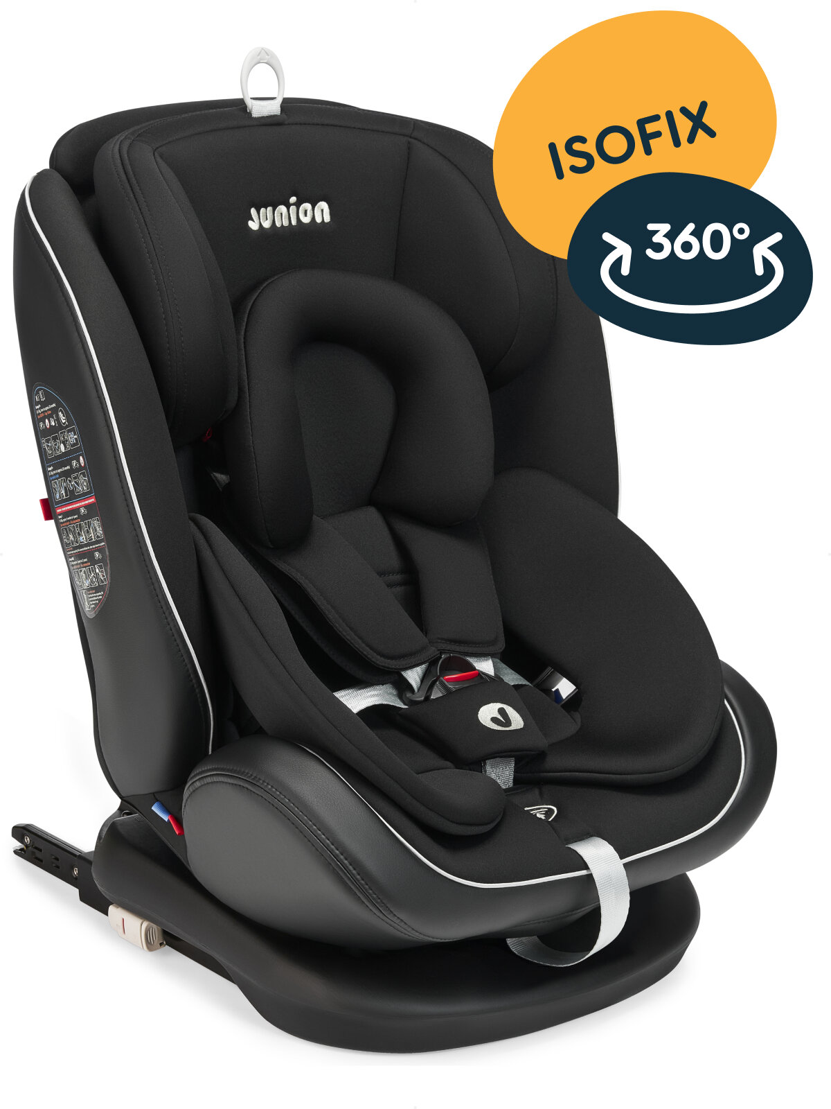 Автокресло JUNION Odri группа 0+/1/2/3 (0-36 кг), 360°, Isofix, чёрный