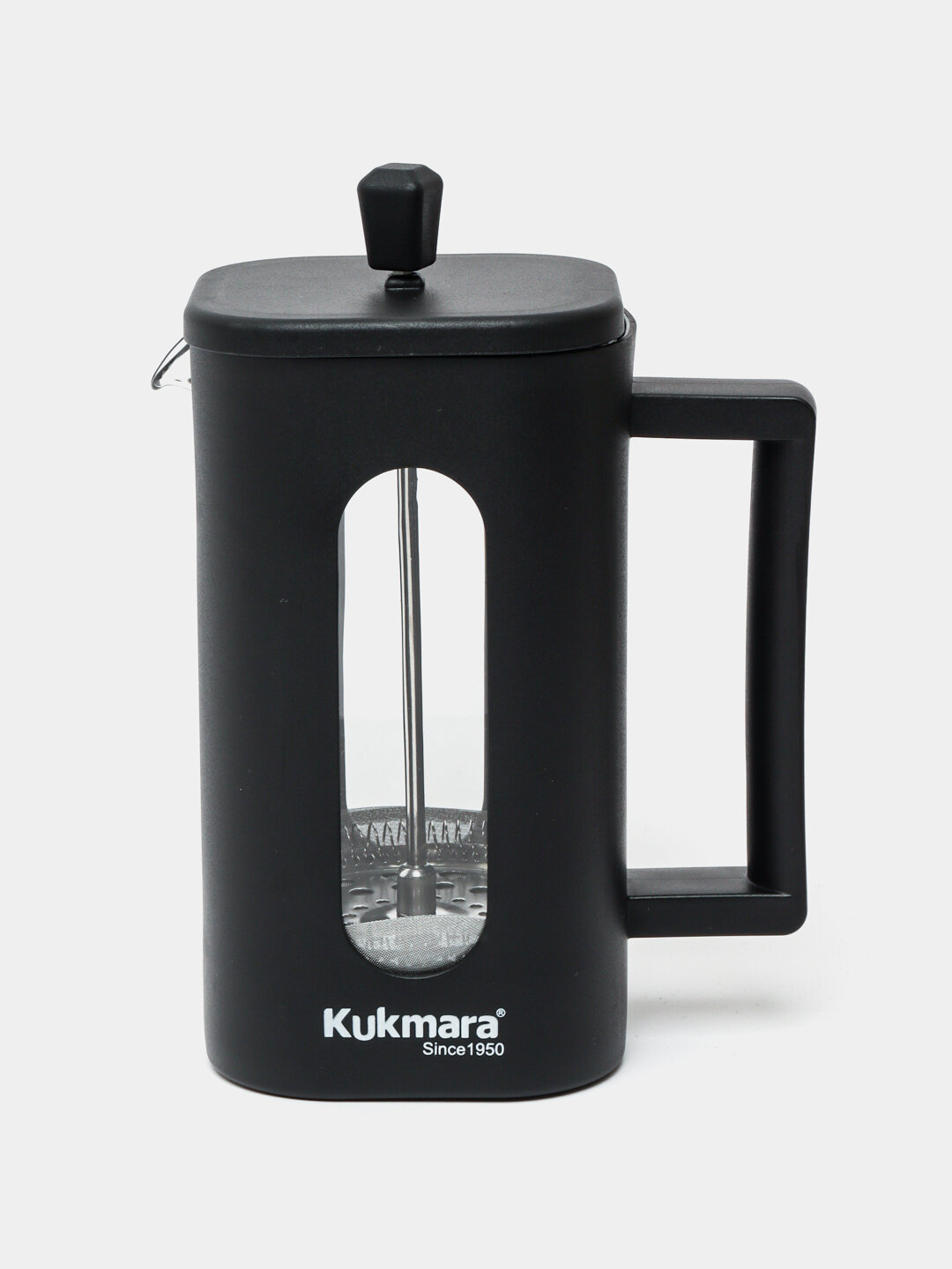 Стеклянный чайник Kukmara French Press, объём 1 л, с фильтром из нержавеющей стали, подходит для заваривания чая и кофе — фото 1