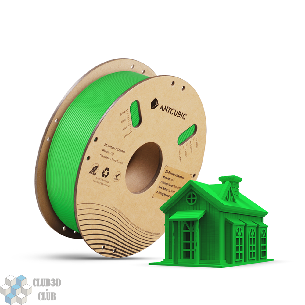 PLA пластик (Filament Пруток) CLUB3D Base - Зеленый (Green) 1KG (175мм)
