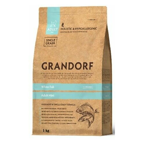 Cухой корм для собак мелких пород с белой рыбой Grandorf Adult Mini Breed Whitу Fish 1 кг * 2 шт