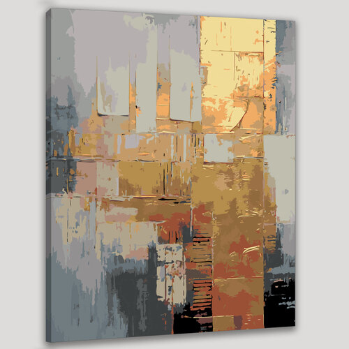 Изображение товара Картина по номерам 40x50 см, картина, коллаж, смешанная техника, абстрактные мазки, текстуры, металлический элемент