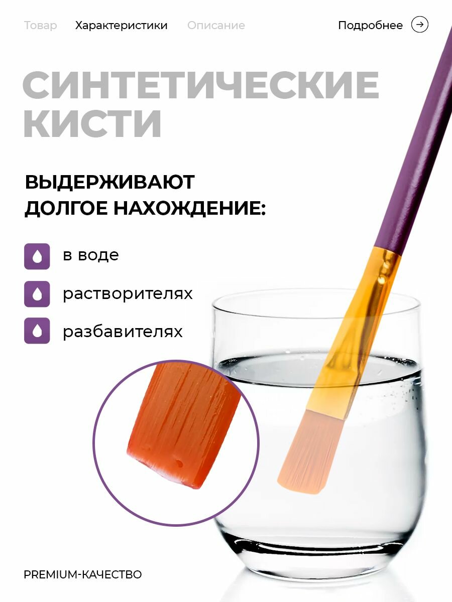 Кисти художественные для рисования, набор 10 шт, синтетика, круглые, овальные, плоские, лайнеры № 2/0-8 — фото 1