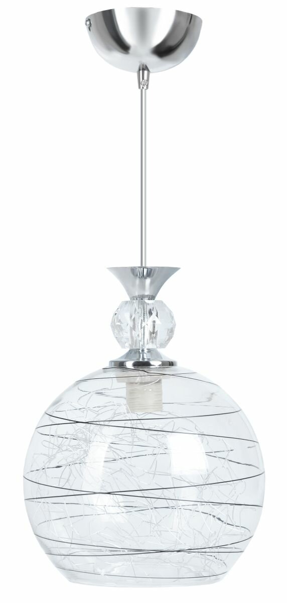 Люстра 1*Е27 «Веретено» стекло прозр хром 220в 60вт SP1-0970-1CH светильник подвесной De Fran
