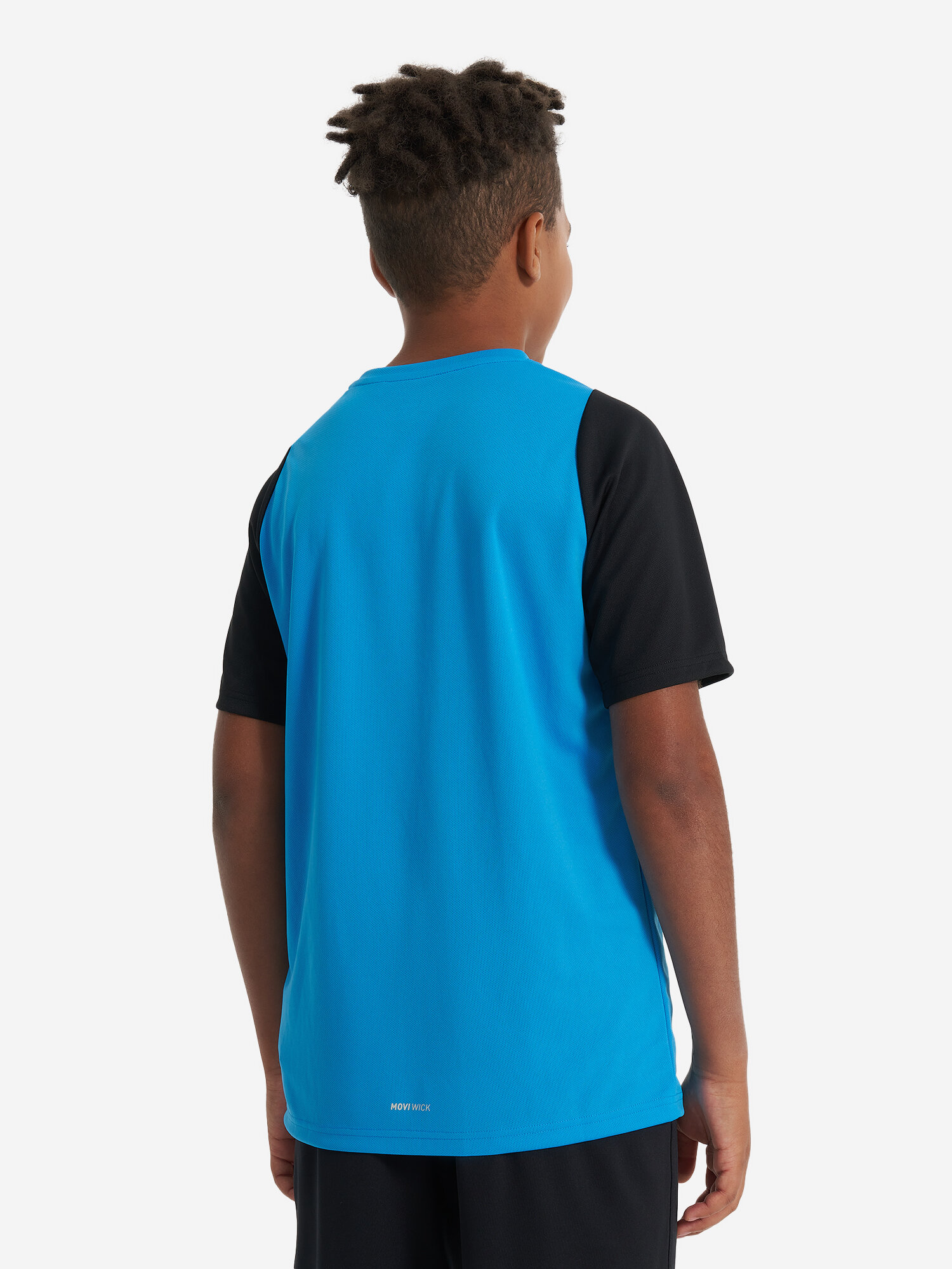 Футболка Demix, размер 122-128, голубой/черный — фото 1