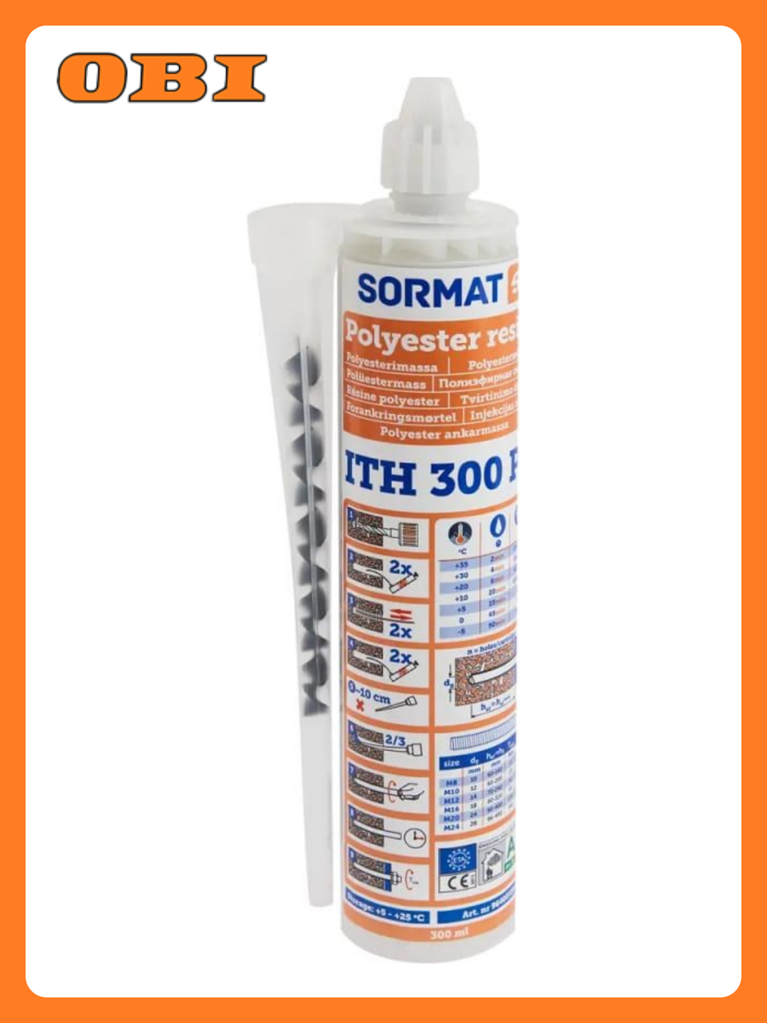Химический анкер SORMAT ITH 300 PE  для бетона  кирпича  камня  300мл