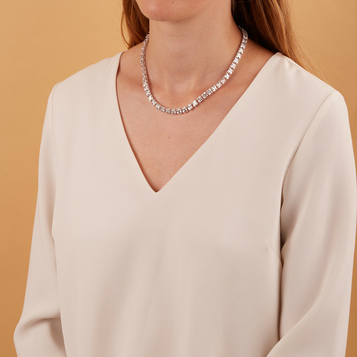 Колье SWAROVSKI, кристаллы Swarovski, длина 42 см, серебряный