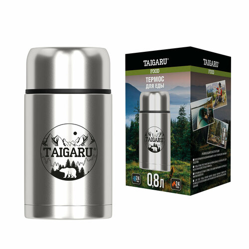 фото Taigaru термос 0,8 л для еды и напитков с широким горлом food sus304 серебристый 700325
