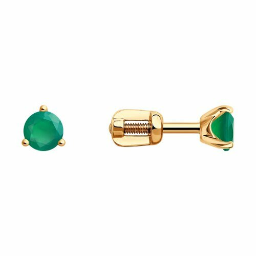 фото Серьги diamant online, красное золото, 585 проба, агат, длина 0.5 см, , бирюзовый