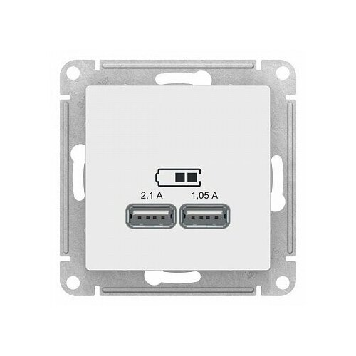 Розетка электрическая Schneider Electric (Systeme Electric) Atlas Design USB-A, Белый ATN000133 - 10 шт.