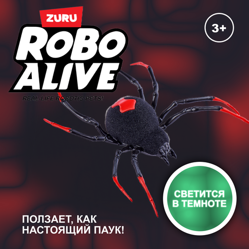 Робот ROBO ALIVE Ползающий паук, черный/красный робот robo alive crawling spider 7151 паук черный красный