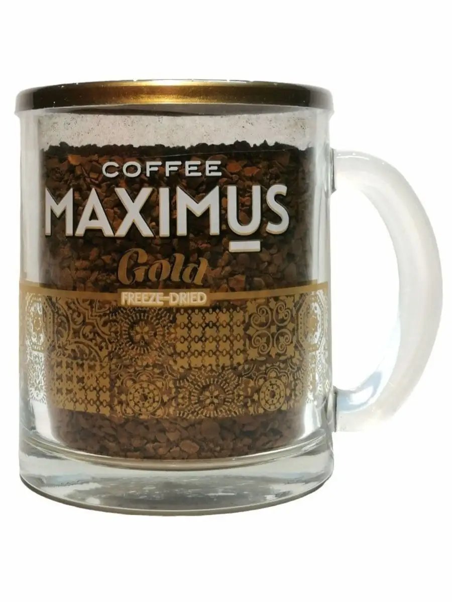 Кофе растворимый MAXIMUS Gold в стеклянной кружке, 70 гр , Максимус