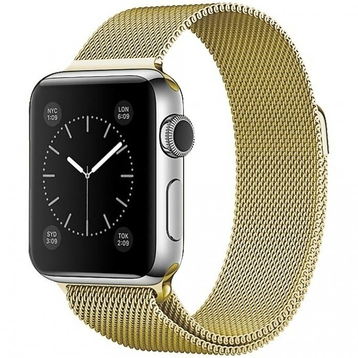 Ремешок на руку для Apple Watch 42/44/45/49 мм, Milanese loop, золотой